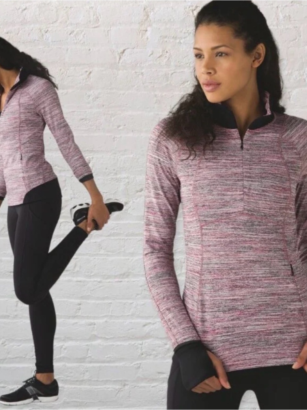 Lululemon Runderful 1/2 Zip Space Dye Camo Berry Rumble Multi / Black Size 10